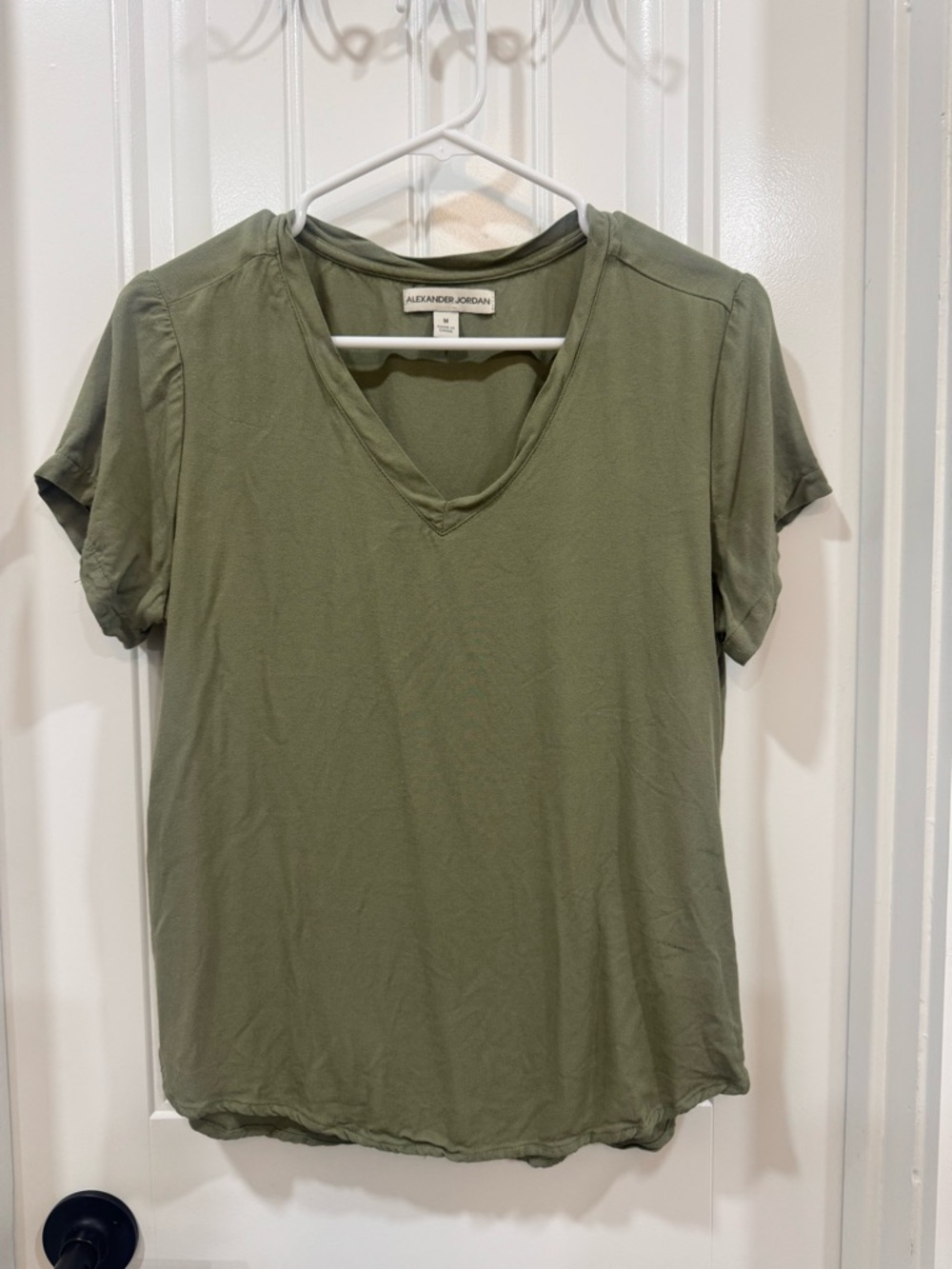 Alexander Jordan Olive Green V-Neck Short Sleeve Tee